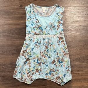 Floral Sleeveless Top with Lace Accent Girls 20 XXXL